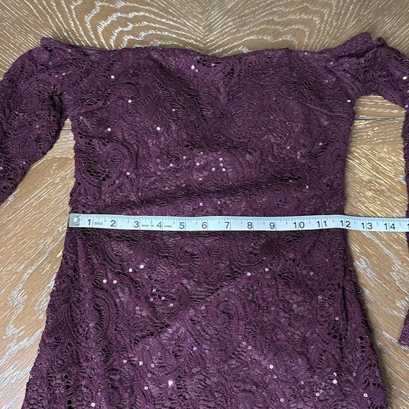 MY MICHELLE Strapless long sleeves Sequins Burgundy mini Dress - Picture 13 of 15